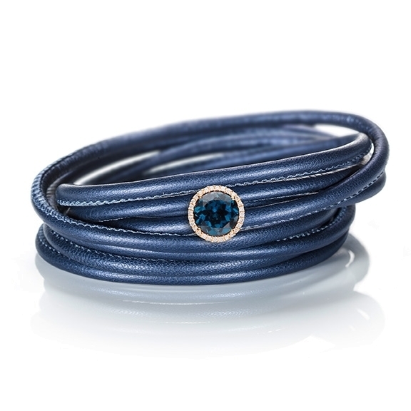 Schmuckelement "Espressivo" 750RG, Topas London blue facettiert Ø 9.0 mm, 28 Diamanten Brillant-Schliff 0.10ct TW/si