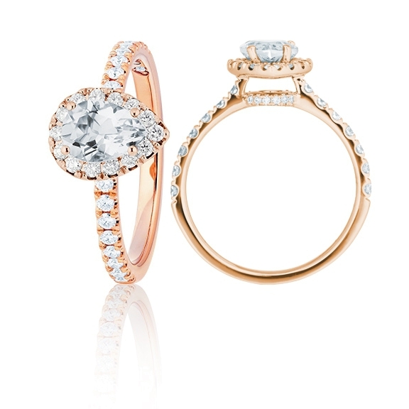 Ring "Shades of Love" 750RG, 1 Pear Cut 0.50ct TW/si1 GIA Zertifikat, 40 Diamanten Brillant-Schliff 0.37ct TW/vs1, 1 Diamant Brillant-Schliff 0.005ct TW/vs1