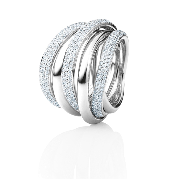 Ring "Cielo" 750WG, 357 Diamanten Brillant-Schliff 1.725ct TW/si