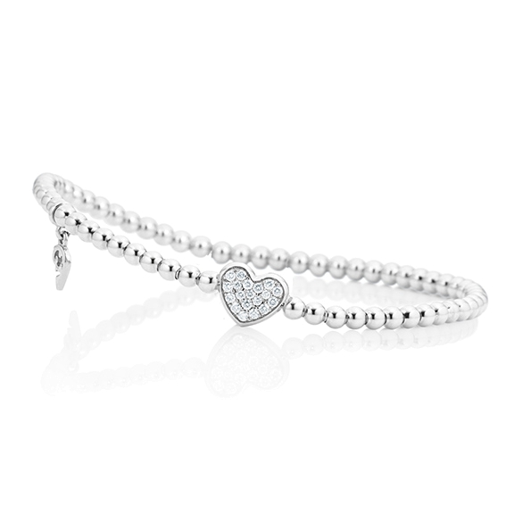 Armband "Dolcini Herz klein" 750WG, 19 Diamanten Brillant-Schliff 0.08ct TW/vs, Innenumfang 17.0 cm