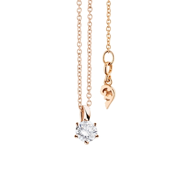 Collier "Diamante in Amore" 750RG, 6-er Krappe, mit Schlaufe, 1 Diamant Brillant-Schliff 0.25ct TW/vs1, Länge 45.0 cm, Zwischenöse bei 42.0 cm