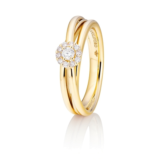 Ring "Magnifico" 750GG,  1 Diamant Brillant-Schliff 0.10ct TW/si, 10 Diamanten Brillant-Schliff 0.10ct TW/si