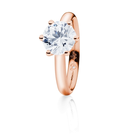 Ring "Diamante in Amore" 750RG 6-er Krappe, 1 Diamant Brillant-Schliff 1.50ct TW/vs1 GIA Zertifikat, 1 Diamant Brillant-Schliff 0.005ct TW/vs1