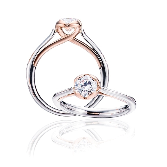 Ring "Infinite Love" 750WG 4-er Krappe 750RG, 1 Diamant Brillant-Schliff 1.00ct TW/si1 GIA Zertifikat