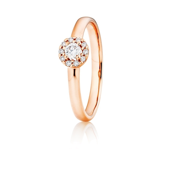 Ring "Magnifico" 750RG, 1 Diamant Brillant-Schliff 0.10ct TW/si1, 10 Diamanten Brillant-Schliff 0.04ct TW/si1