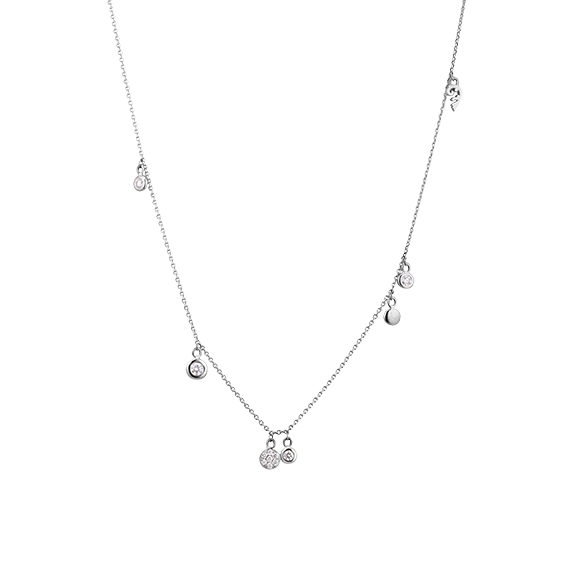 Collier "Prosecco" 750WG, 11 Diamanten Brillant-Schliff 0.28ct TW/vs1, Länge 45.0 cm, Zwischenöse bei 40.0 cm und 42.0 cm