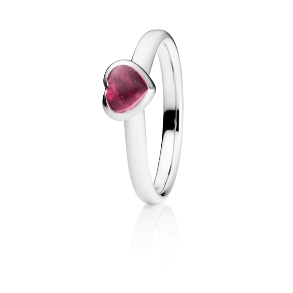 Ring "Pure Love" 750WG Herz, Turmalin pink Cabochon 5.6 x 4.8 mm ca. 0.50ct