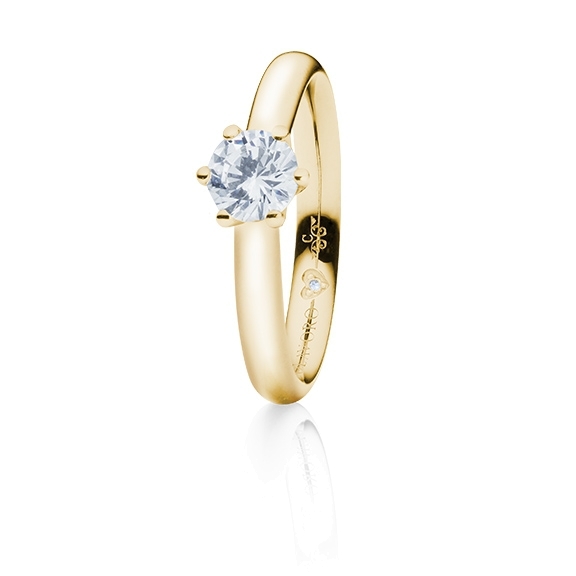 Ring "Diamante in Amore" 750GG 6-er Krappe, 1 Diamant Brillant-Schliff 0.60ct TW/vs1 GIA Zertifikat, 1 Diamant Brillant-Schliff 0.005ct TW/vs1
