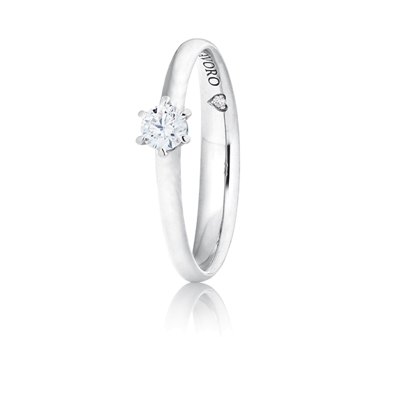 Ring "Destiny" 750WG 6-er Krappe mit seitl. RG-Herz, 1 Diamant Brillant-Schliff 0.25ct TW/si, 1 Diamant Brillant-Schliff 0.005ct TW/vs1