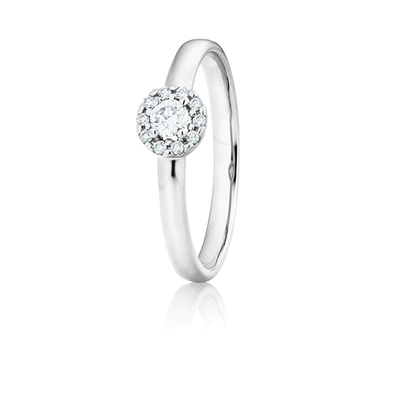 Ring "Magnifico" 750WG, 1 Diamant Brillant-Schliff 0.10ct TW/si1, 10 Diamanten Brillant-Schliff 0.04ct TW/si1