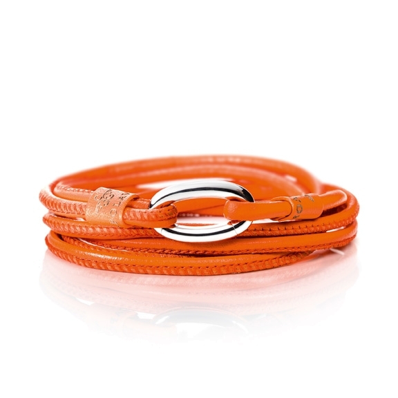 Armband Kalbsleder orange 2-reihig, Ø 3.0 mm, 56.0 cm - ohne Schmuckschließe