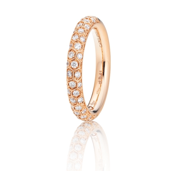 Ring "Fiore Magico" 750RG, Carreaufassung 38 Diamanten Brillant-Schliff 0.41ct TW/vs