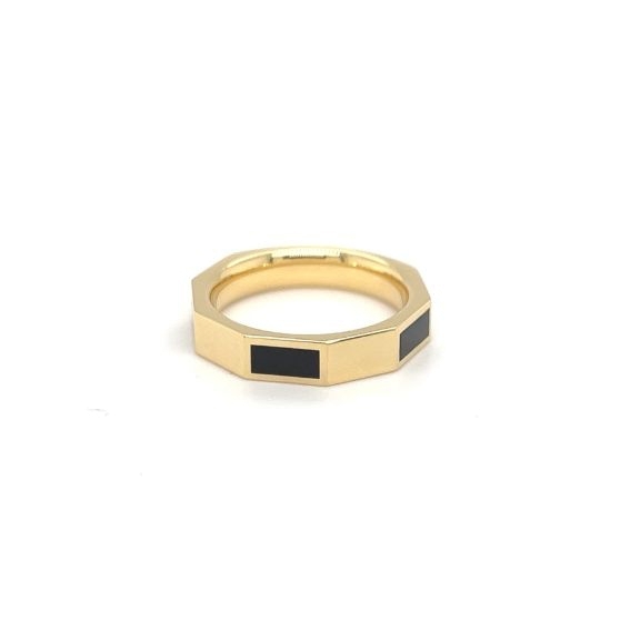 Ring "Be Bold" designed by Olga x CAPOLAVORO aus 750 Karat Gelbgold mit schwarzem Feinstlack