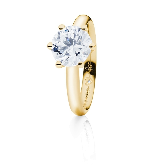 Ring "Diamante in Amore" 750GG 6-er Krappe, 1 Diamant Brillant-Schliff 1.50ct TW/vs1 GIA Zertifikat, 1 Diamant Brillant-Schliff 0.005ct TW/vs1