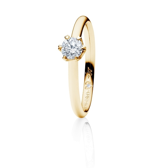 Ring "True Love" 750GG 6-er Krappe mit seitl. WG-Herz, 1 Diamant Brillant-Schliff 0.40ct TW/vs1 GIA Zertifikat, 1 Diamant Brillant-Schliff 0.005ct TW/vs1
