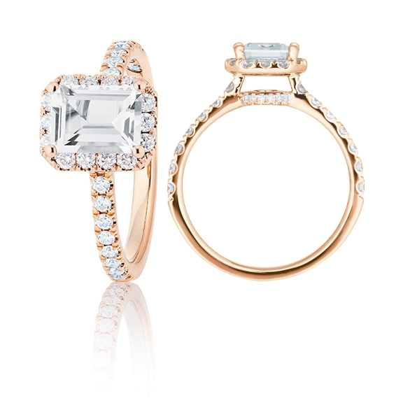 Ring "Shades of Love" 750RG, 1 Emerald Cut 0.50ct TW/si1 GIA Zertifikat, 40 Diamanten Brillant-Schliff 0.37ct TW/vs1, 1 Diamant Brillant-Schliff 0.005ct TW/vs1