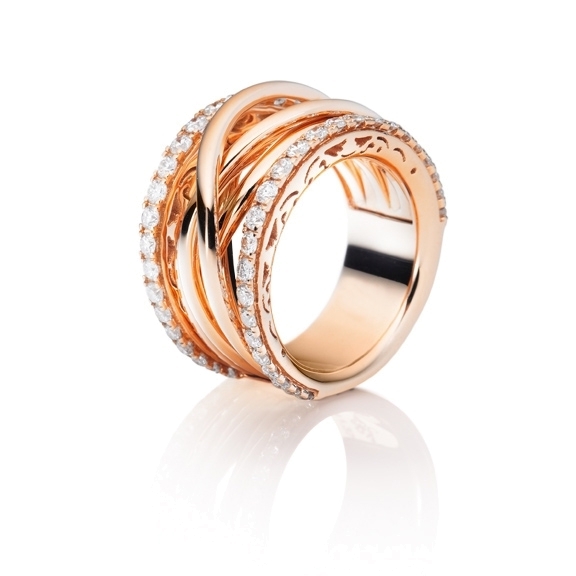 Ring "Magnifico" 750RG, 50 Diamanten Brillant-Schliff 1.37ct TW/si