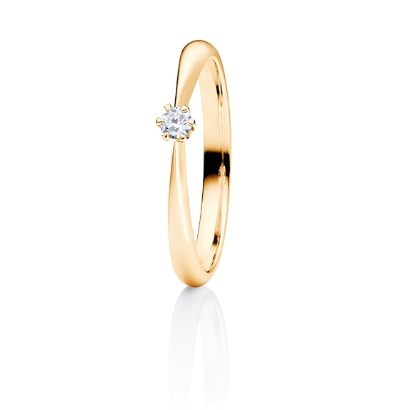 Ring "Classico" 750GG 6-er Krappe, 1 Diamant Brillant-Schliff 0.10ct TW/si