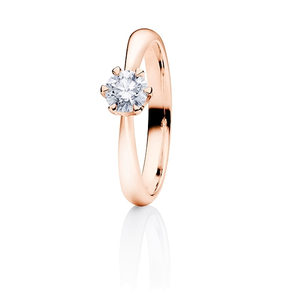 Ring "Classico" 750RG 6-er Krappe, 1 Diamant Brillant-Schliff 0.50ct TW/si GIA Zertifikat