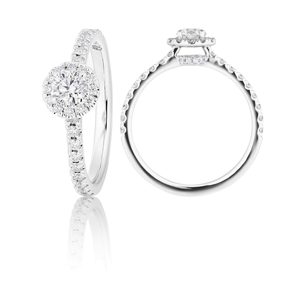 Ring "Shades of Love" 750WG, 1 Diamant Brillant-Schliff 0.30ct TW/si1 GIA Zertifikat, 38 Diamanten Brillant-Schliff 0.30ct TW/vs1, 1 Diamant Brillant-Schliff 0.005ct TW/vs1