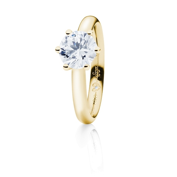 Ring "Diamante in Amore" 750GG 6-er Krappe, 1 Diamant Brillant-Schliff 1.00ct TW/vs1 GIA Zertifikat, 1 Diamant Brillant-Schliff 0.005ct TW/vs1