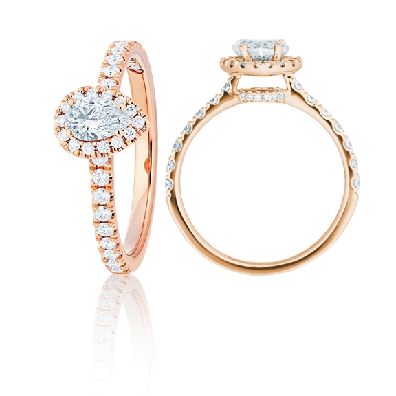 Ring "Shades of Love" 750RG, 1 Pear Cut 0.30ct TW/si1 GIA Zertifikat, 40 Diamanten Brillant-Schliff 0.30ct TW/vs1, 1 Diamant Brillant-Schliff 0.005ct TW/vs1