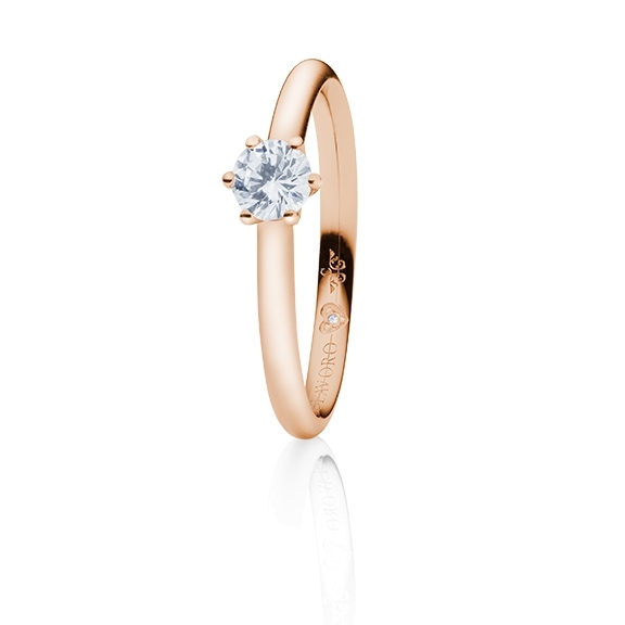 Ring "Diamante in Amore" 750RG 6-er Krappe, 1 Diamant Brillant-Schliff 0.40ct TW/vs1 GIA Zertifikat, 1 Diamant Brillant-Schliff 0.005ct TW/vs1