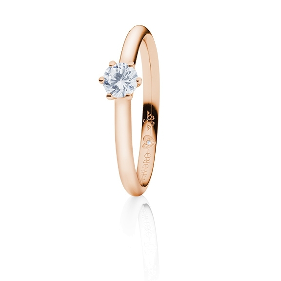 Ring "Diamante in Amore" 750RG 6-er Krappe, 1 Diamant Brillant-Schliff 0.33ct TW/vs1 GIA Zertifikat, 1 Diamant Brillant-Schliff 0.005ct TW/vs1