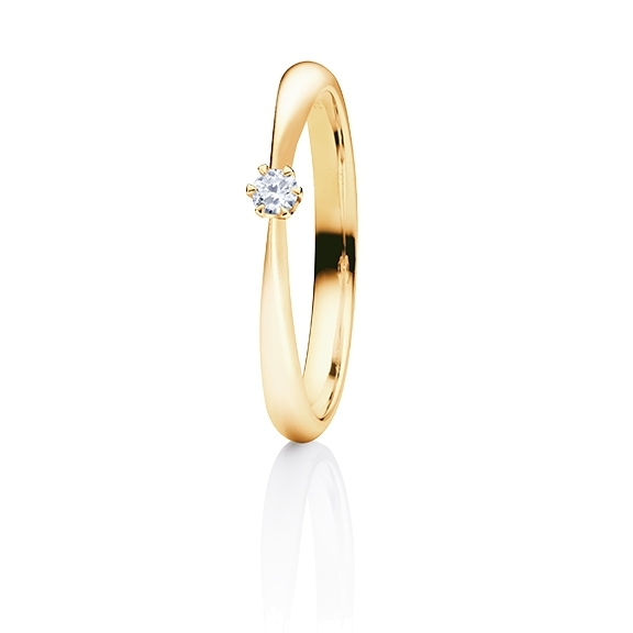 Ring "Classico" 750GG 6-er Krappe, 1 Diamant Brillant-Schliff 0.05ct TW/si