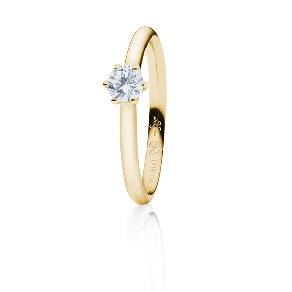 Ring "Diamante in Amore" 750GG 6-er Krappe, 1 Diamant Brillant-Schliff 0.33ct TW/vs1 GIA Zertifikat, 1 Diamant Brillant-Schliff 0.005ct TW/vs1