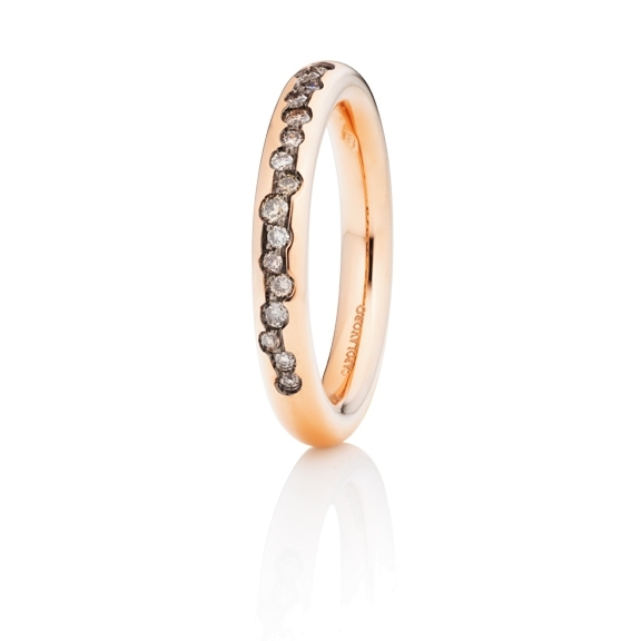 Ring "Dolcini" 750RG, 16 Diamanten Brillant-Schliff 0.19ct light brown