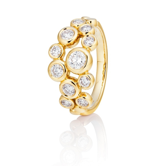 Ring "Prosecco" 750GG, 11 Diamanten Brillant - Schliff 0.90ct TW/vs