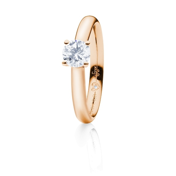 Ring "Diamante in Amore" 750RG 4-er Krappe, 1 Diamant Brillant-Schliff 0.60ct TW/vs1 GIA Zertifikat, 1 Diamant Brillant-Schliff 0.005ct TW/vs1