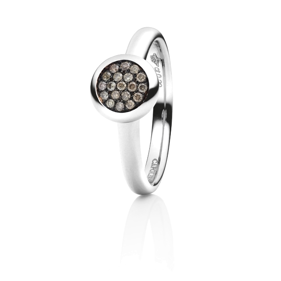 Ring "Dolcini" 750WG, 19 Diamanten Brillant-Schliff 0.14ct natural light brown