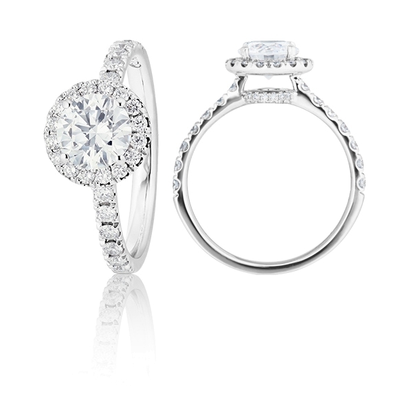 Ring "Shades of Love" 750WG, 1 Diamant Brillant-Schliff 1.00ct TW/si1 GIA Zertifikat, 42 Diamanten Brillant-Schliff 0.48ct TW/vs1, 1 Diamant Brillant-Schliff 0.005ct TW/vs1