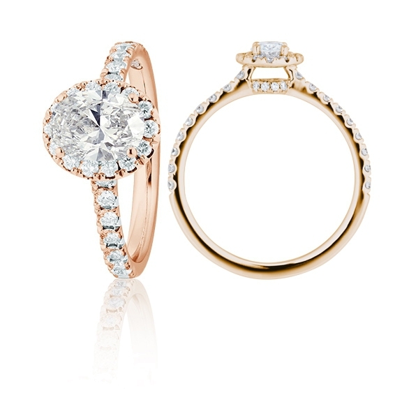 Ring "Shades of Love" 750RG, 1 Diamant Oval Cut 0.50ct TW/si1 GIA Zertifikat, 40 Diamanten Brillant-Schliff 0.37ct TW/vs1, 1 Diamant Brillant-Schliff 0.005ct TW/vs1