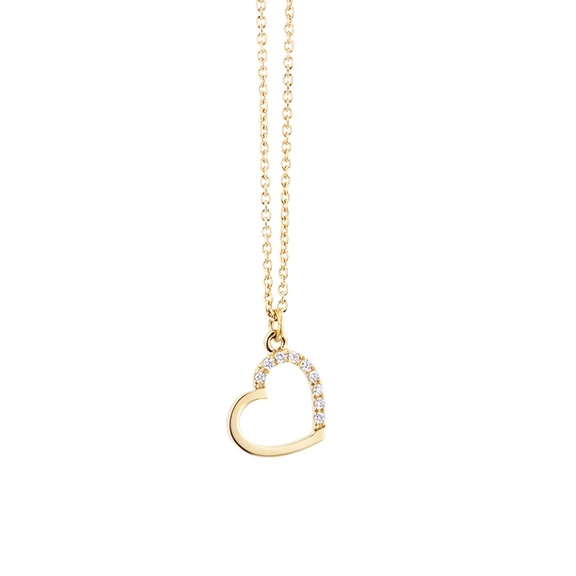 Collier "Joy" Heart 750GG, 9 Diamanten Brillant-Schliff 0.02ct TW/si1, Länge 41.0 cm, Zwischenöse bei 48.0 cm